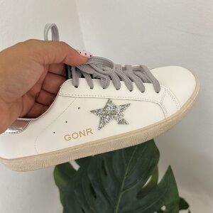 White Sneakers with Silver Star Accent